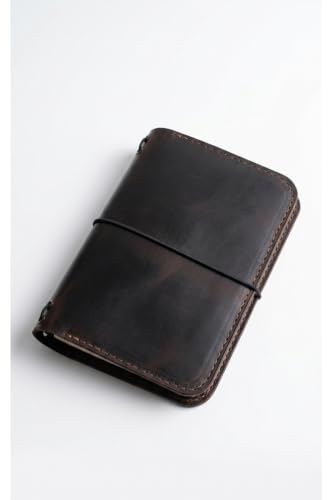 A5 Size Genuine Leather Customizable Notebook Cover Case, Pocketed Agenda Organizer Travel Model, Brown