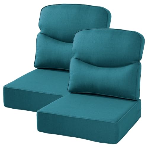 6 in Extra Thick Indoor Outdoor Patio Seat Cushions & Back Pillow Set of 2