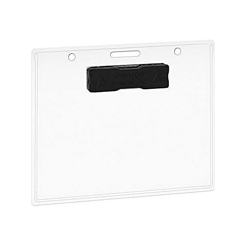 Amazon Basics Horizontal Magnetic Name Badge Holders, Clear, 100-Pack