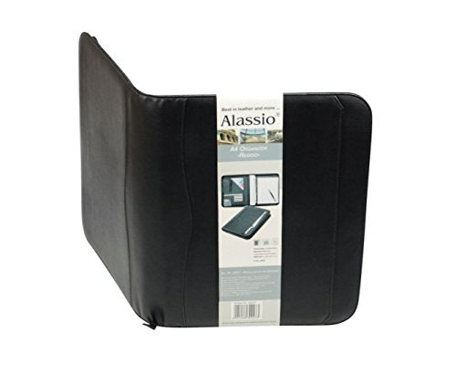 Alassio 30027 Reggio Ring Binder DIN A4 Approx. 36 x 28 x 5 cm Black/Fine Touch Imitation with Calculator and Pad A4