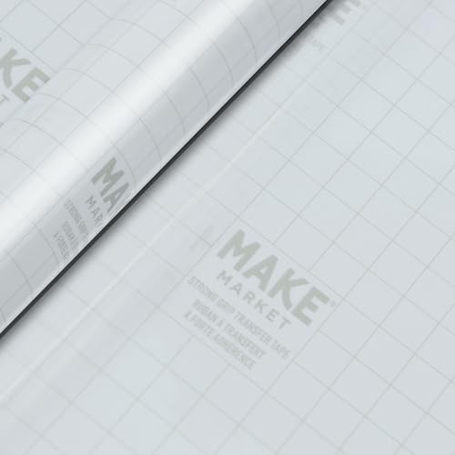 Make Market Strong Grip Transfer Tape – 12" x 48" Rolls with Grid Lines for Easy Alignment, Transfers Most Adhesive Vinyl Cleanly with No Residue, 12 Pack