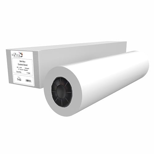 BIZTEK Wide Format Paper 36" x 100' High Resolution Heavyweight Coated Bond with 3"core and 2"core adapter 36# For Latex and Solvent Printers 1 roll/carton