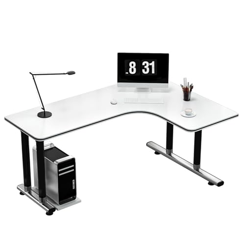 Sit Stand Up Desk Corner Pc Table Desktop Desk Simple Modern Student Study L-Shaped Office Bedroom Household(White Right,120x80x75cm)