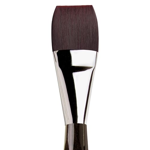 da Vinci Oil & Acrylic Series 7185 Top Acryl Paint Brush, Flat Red/Brown Synthetic with Long Ergonomic Handle, Size 40