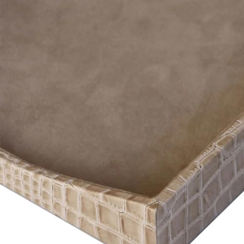 DACASSO Protacini Breeze Beige Italian Leather Desktop Letter Tray - Luxury Letter Holder & Paper Organizer for Desk - Office Organization & Executive Desk Decor - (Breeze Beige)