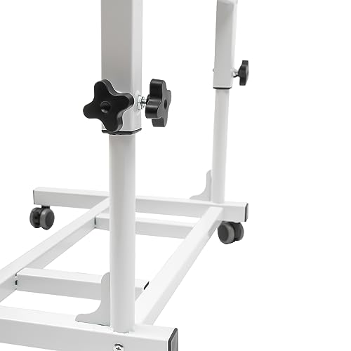 Lectern Podium Stand, Height Adjustment Portable Pulpit with 4 Rolling Casters, Lower Storage Shelf Floor Lectern Rolling Podium for Classroom, Concert, Church, White