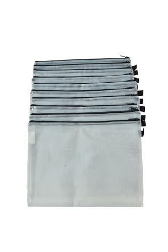 Sax Mesh Tool Case Pouches, 12 x 16 Inches, Clear with Black Trim, Pack of 10