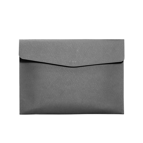 PU leather document pouch, Leather Envelope Wallet Document Holder File Folder A4 Organizer Multicolor 33x24.5cm(Gray)