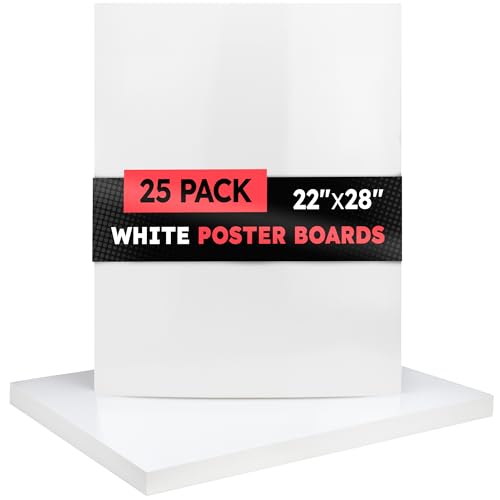 Hygloss White Poster Board 22 x 28-25 Count Bulk Pack, 10 Pt. Thickness