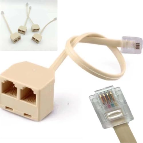 QEJWWGFI RJ11 to 6P4C Cable Converter 1 in 2 Out Wire Splitter Telephone Ethernet Cord Adapter