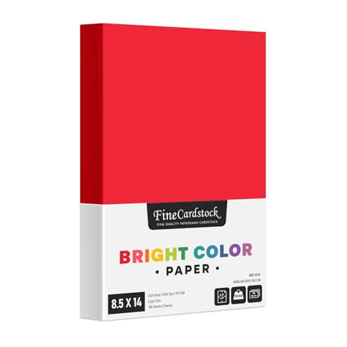 8.5 x 14" Red Color Paper Smooth, for School Office & Home Supplies, Holiday crafting, Arts and Crafts | Acid & Lignin Free | Legal/Menu Size | Regular 24lb Paper - 100 Sheets Per Pack