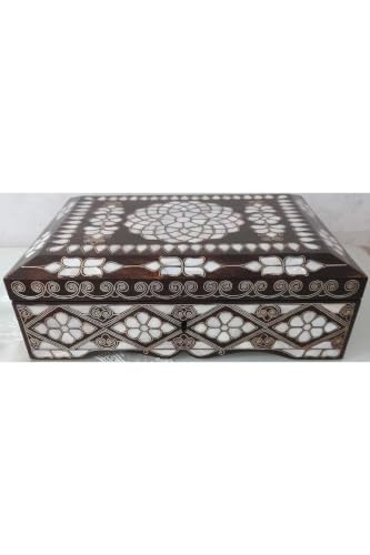 SODEF Quran Cover Walnut Wood Mother of Pearl Inlay 12.2x9.1x4.7 in Handmade Book Box