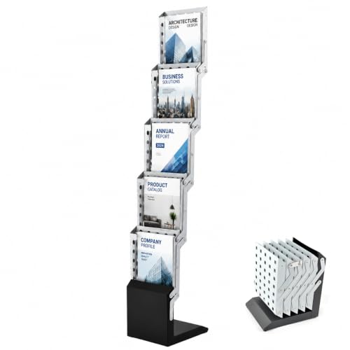 SIGNTALK Heavy Duty Aluminum Brochure Stand, 5 Tier Literature Rack