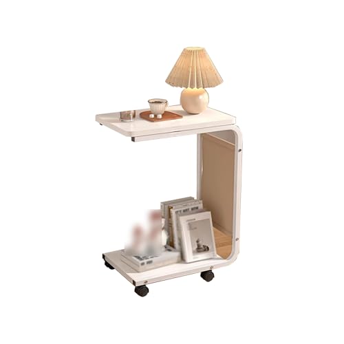 BXKCFYBSQ Computer Tower Stand,2 Tier Rolling Printer Cart Under Desk,Metal Frame and Wooden Shelves,Max Load 110 Lbs,Easy Assembly for Carpet, Home Office(White)
