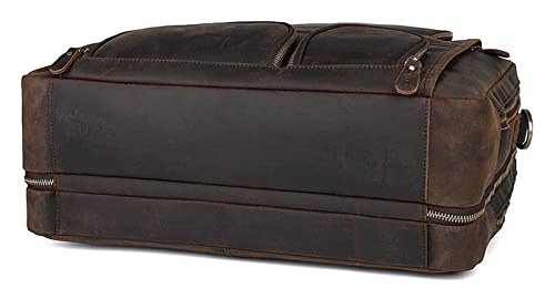 Vintage Leather Multi Pocket 17" Laptop Handbag Expandable Travel Briefcase Shoulder Messenger Bag