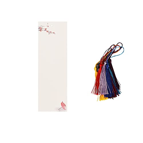 Bookmark 10Pcs Color Thickened Bookmarks with Tassels Water-Grained Paper Can be Handwritten 8 Styles 7X21cm Metal Bookmark (Color : 4) (4)