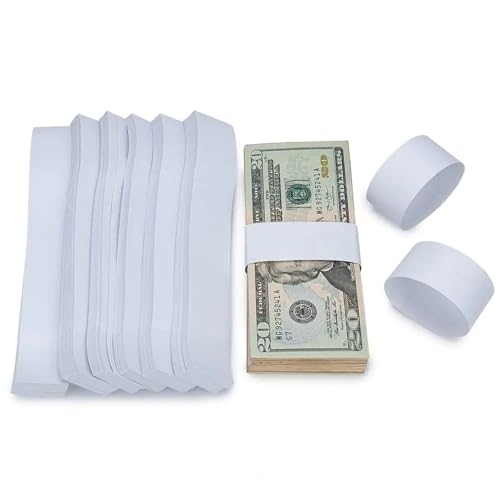 Money Bands for Cash 900 Pcs Money Bands Bundles Self Sealing Professional Durable White Blank Paper Cash Straps Wrappers Supermarket Accountant Bank