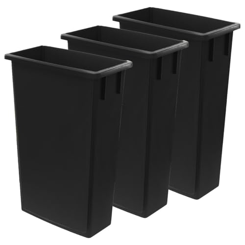 SunSierra 3 Pack 23 Gallon Heavy-Duty Trash Can, Durable Waste Container, Slim Rectangular Garbage Bin, Recycling Bin, Plastic Wastebasket for Kitchen, Garage, Hotels, Restaurants, Office