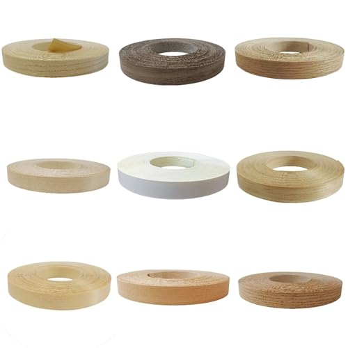 Craft Wood Sheets， Wood Effect Veneer Edge Banding 3/4 Inch Roll, Pre-glued Iron-On Hot Melt Adhesive(Ash)