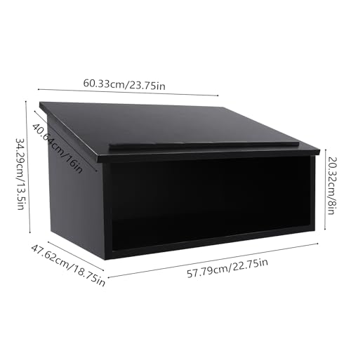 Portable Tabletop Lectern & Podium Stand with Bookstop, Foldable Design & Storage Shelf for Teacher, Speaker, Presentation, Classroom & Office Use (Black)
