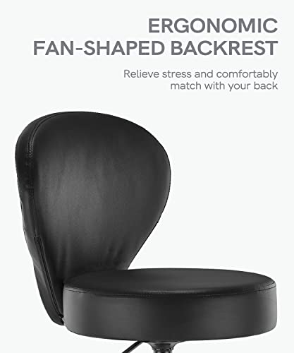 KLASIKA PVC Faux Leather Drafting Chair Set of 4 Rolling Swivel Salon Stool with Back Foot Rest Adjustable Hydraulic Seat Height 30 Inch Diameter 15 in Lumbar Support for Massage Facial Spa 4 Pack
