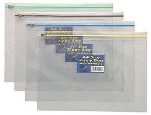 12 X A4 Plastic Zippy Bags Strong Clear File Storage Document, Craft Files
