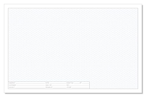 Printlink 17" x 11" Engineering Graph Paper Pads (2-Pack) – 1/4" Blue Grid Drafting Sheets with Title Block – 50 Sheets Per Pad for Blueprints, Technical Drawing & Design