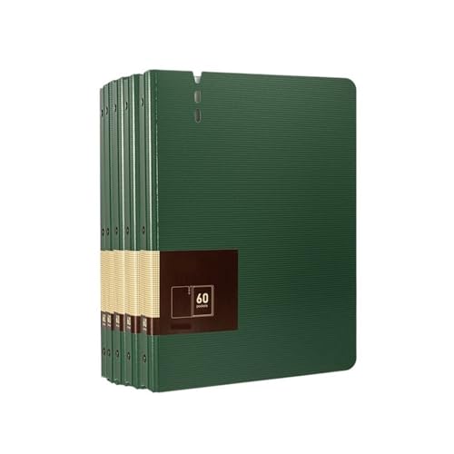 Filing Envelopes 5 Pcs A4 File Folder with Transparent Inserts Thickened Data File Storage Book Office Supplies 60 Pages Plastic Folders(Green)