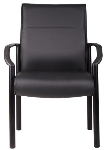 Boss Office Products B689 Mid Back LeatherPlus Guest Chair in Black, 250 lbs