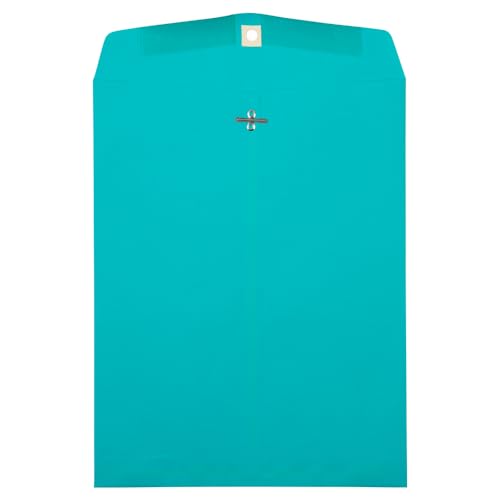 JAM PAPER 10 x 13 Open End Catalog Colored Envelopes with Clasp Closure - Sea Blue Recycled - 100/Pack