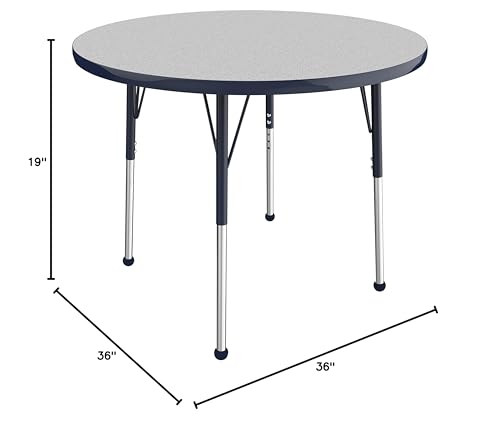 FDP 36" Round Table with Ball Glide Legs - Gray/Navy, 10040-GYNV