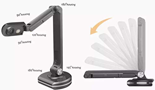 JOYUSING V500S Joy-DocCam Document Camera, 1/4" CMOS Sensor, 8.0 Megapixel Camera, 100x Digital Zoom Function, Built-in Microphone, Autofocus Lens, Flexible Arms, Max Shooting Area 16.53"x11.69"