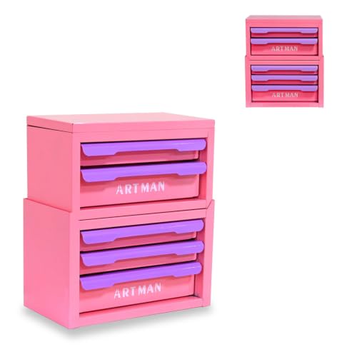 AMZXPLORE 2+3 Layers Stackable Desk Organizer, Steel Storage Box