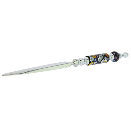 Glass Of Venice Murano Glass Letter Opener - Black Millefiori