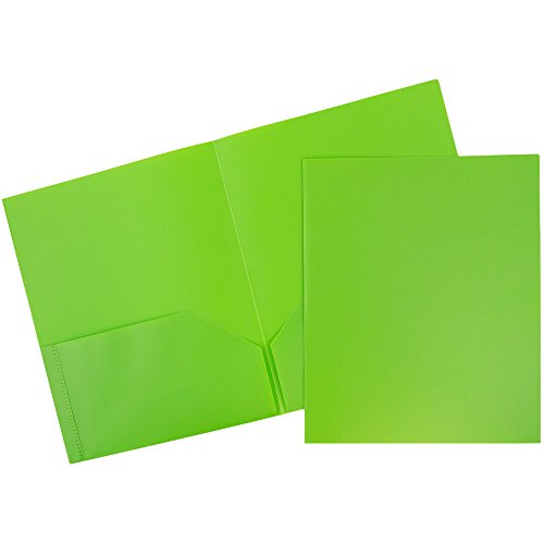 JAM Paper® Medium Weight Plastic Presentation Folder - Lime Green - 96/Pack