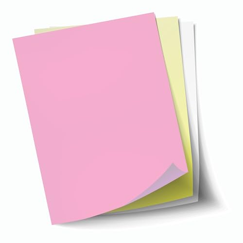 8.5 x 11 Excel One Carbonless Paper, (230950) 3 part Reverse (Bright Pink/Canary/White), 1 Ream, 167 Sets)