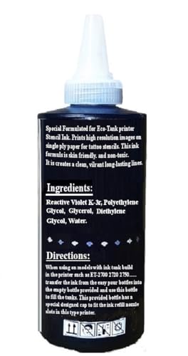 Tattoo Stencil Ink Refill for Inkjet Eco-Tank Printer Smudge-Proof Tattoo Stencil Ink Transfer 120ml