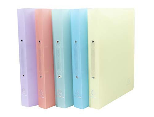 Exacompta Ref - 54970E Chromaline Pastel PP Ring Binders, 320x268mm, Suitable for A4+, 2 Ring 40mm Spine, Pack of 5 Assorted Colours, Coral, Mauve, Blue, Green & Yellow