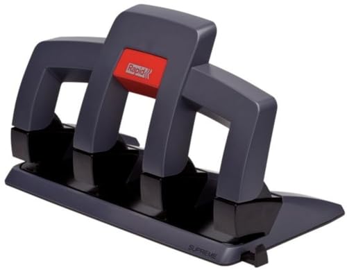 Rapid 24845701 Supreme Press Less SP34 Hole Punch, 4 Hole Punching, Guide Bar with Format Markings, Grey, 30 Sheets