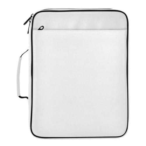 White Solid Color Accordion File Organizer with Zipper, 3 Ring Binder with 7 Pocket Expanding File Folder, 500 Sheet Document Organizer for A4 Letter School Office Supplies