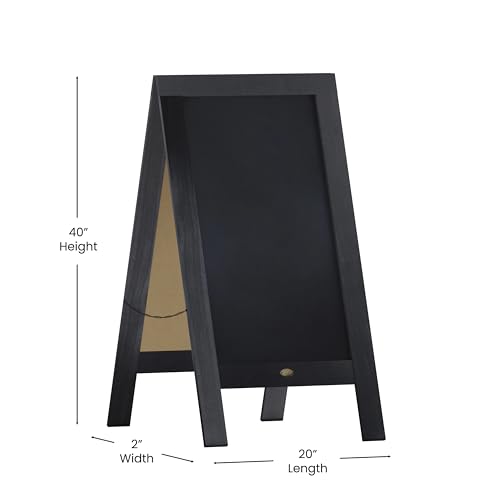 EMMA + OLIVER Black 40x20 Deluxe Magnetic Chalkboard Set