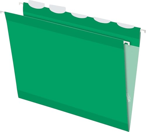 Pendaflex 42626 Colored Reinforced Hanging Folders, 1/5 Tab, Letter, Bright Green, 25/Box