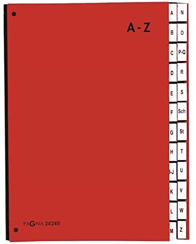 Pagna 24249-01 Desk Organiser Lettered A - Z Coloured Cover 24-Piece Red