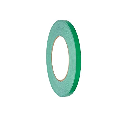 PSBM Green Poly Bag Sealing Tape with Dispenser, 6 Rolls, 2.3 Mil Thick, 3/8 Inch Wide, 180 Yards Per Roll, Total 1080 Yards, Sealer Tapes for Wrapping, Packaging & Sealing Food Products