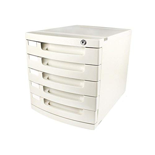 SDVantage Flat File Cabinet, Drawer Organizer 5-Layers Lockable with Blank Label, Environmentally Friendly Plastic-White (Medium 5)