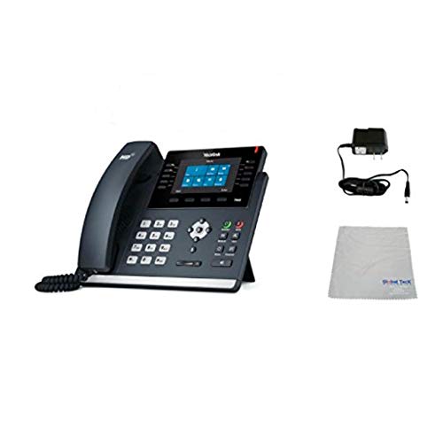 Global Teck Bundle of Yealink T46S Skype for Business SIP POE Phone, Power Supply with Microfiber Cloth, Requires VoIP Service