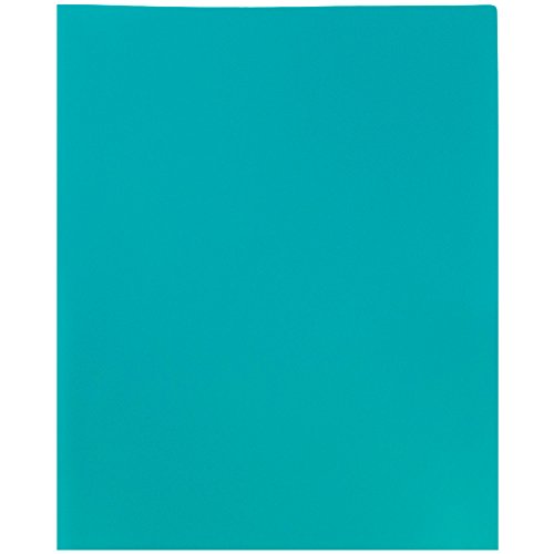 JAM PAPER Plastic 2 Pocket POP Folders - Durable School Folders - Teal Blue - Bulk 96/Pack
