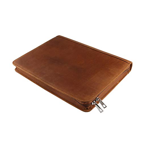 YIWEN Leather 3 Ring Binder Portfolio Zippered for 8.5 x 11 Notepad