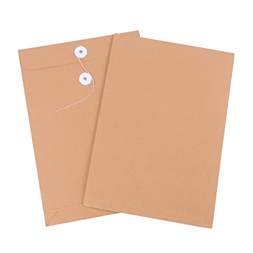 AEYSD-456 Filing Envelopes 10PCS A4 Kraft Paper File Holder Envelope Bags Document Storage Organizer with String School Office Project Folder Bag Plastic Folders