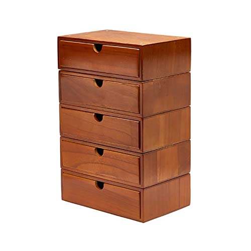 EliteBloom Flat File Cabinet - 3/5 Layer Wood Desktop Organizer Storage Box with Drawers, Office Supplies A4/Receipt File Organizer, for Monitor Stand/Printer Platform,A-5 Layer